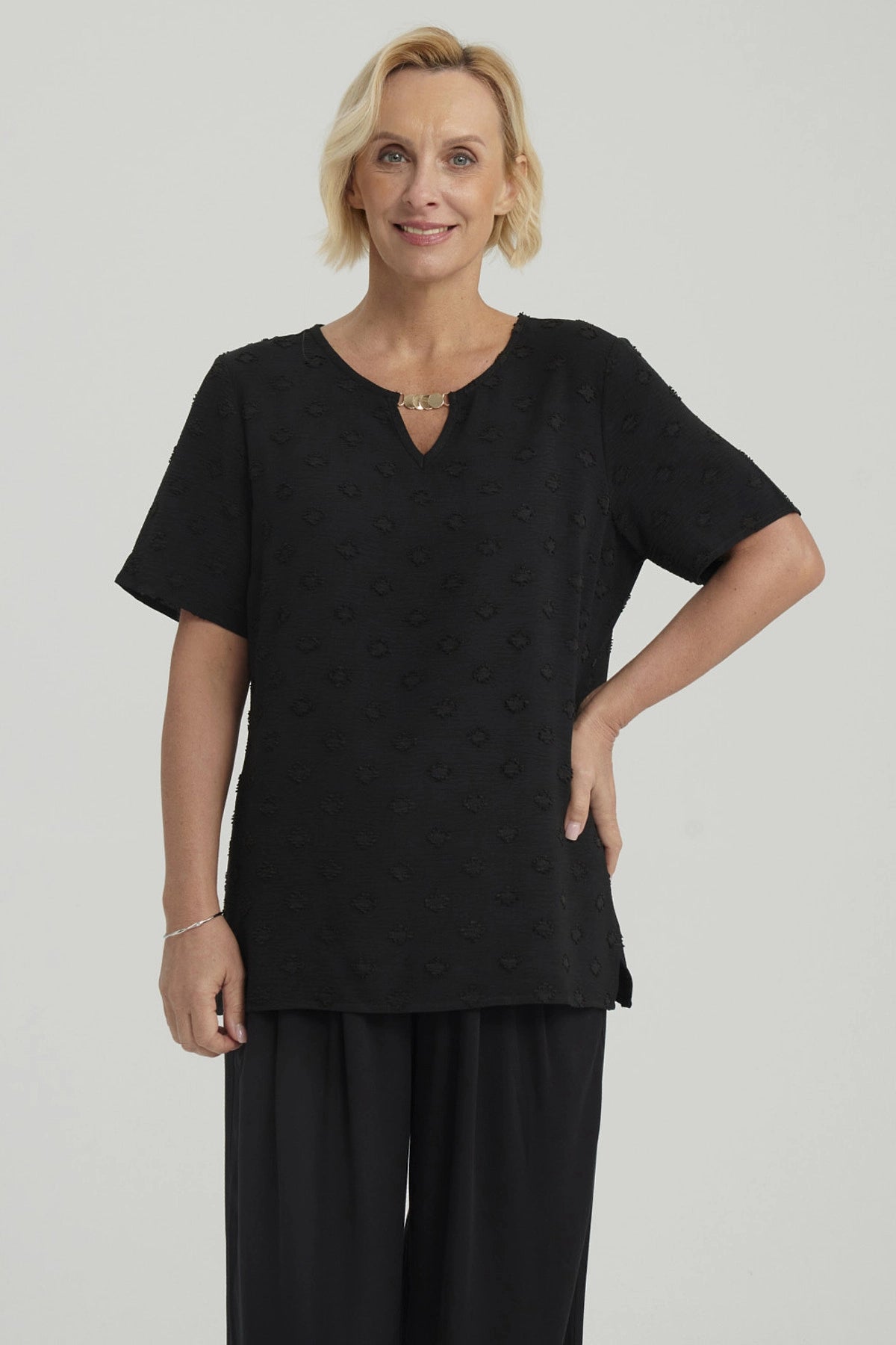 Blusa Mujer Textura Negro
