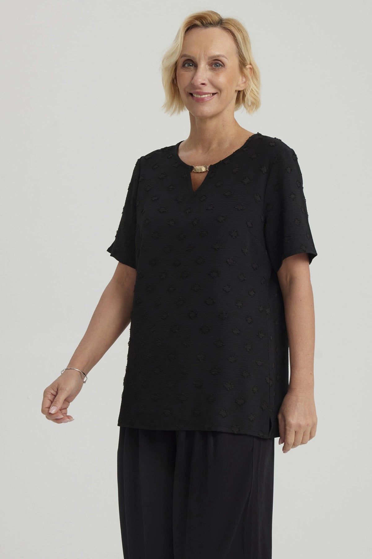 Blusa Mujer Textura Negro
