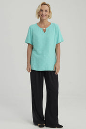 Blusa Mujer Textura Turquesa