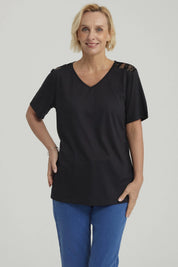 Polera Mujer Detalle Encaje Negro