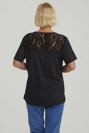 Polera Mujer Detalle Encaje Negro