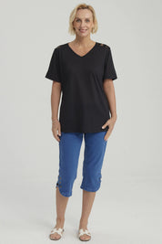 Polera Mujer Detalle Encaje Negro