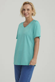 Polera Mujer Detalle Encaje Turquesa