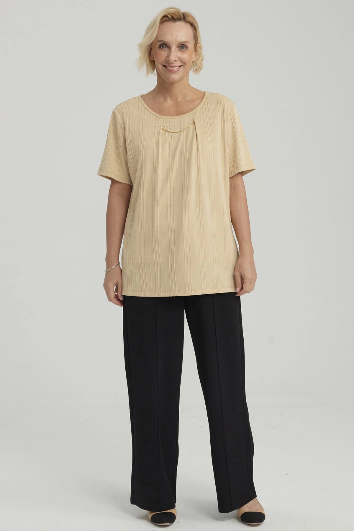 Polera Mujer Textura Beige Oscuro