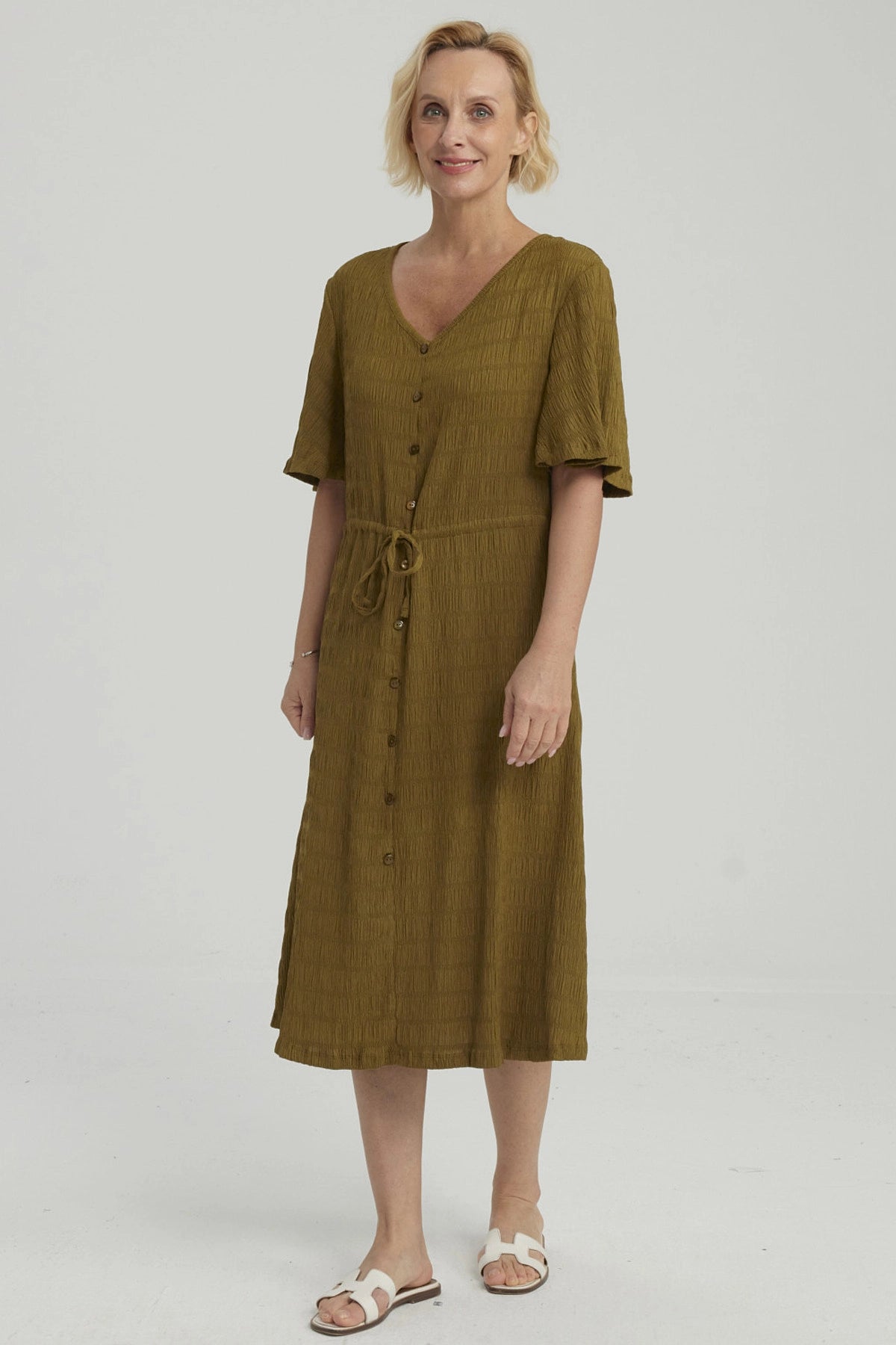 Vestido Mujer Ajuste Cintura Verde Claro