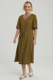 Vestido Mujer Ajuste Cintura Verde Claro