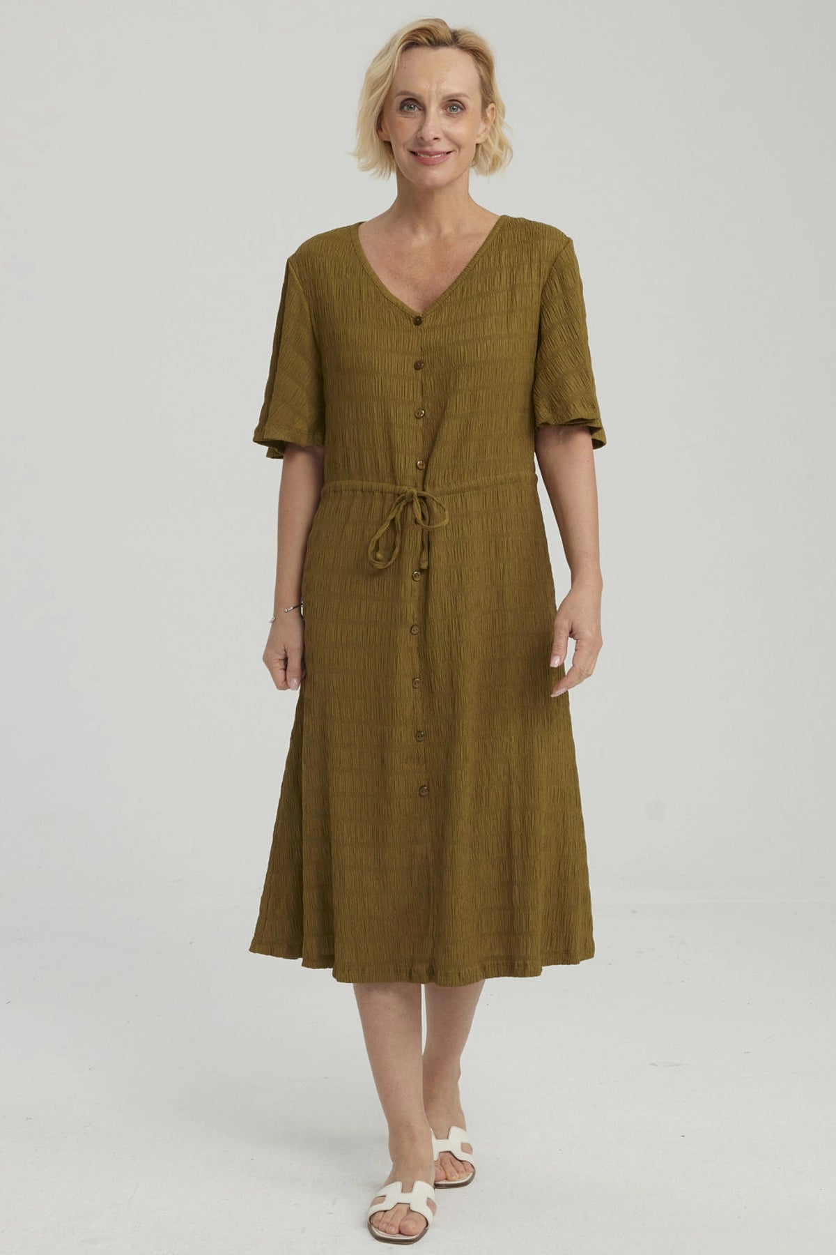 Vestido Mujer Ajuste Cintura Verde Claro