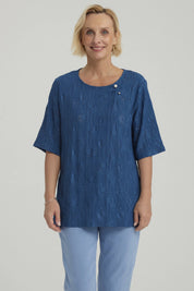 Polera Mujer Texturizada Azul
