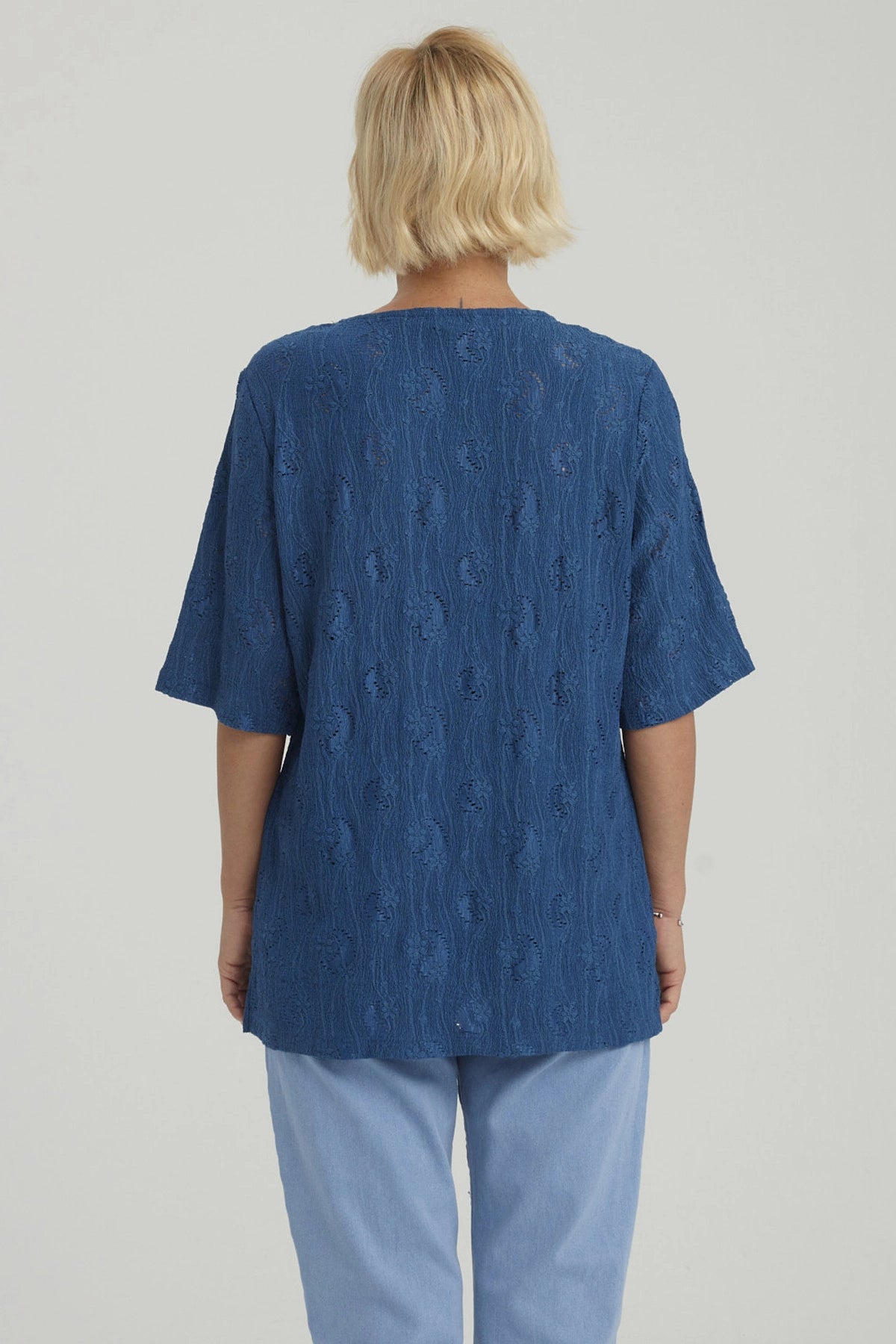 Polera Mujer Texturizada Azul