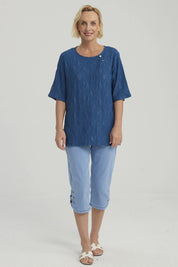 Polera Mujer Texturizada Azul