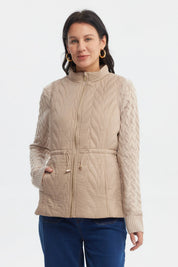 Parka Mujer Con Rombos Beige