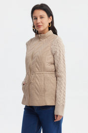Parka Mujer Con Rombos Beige