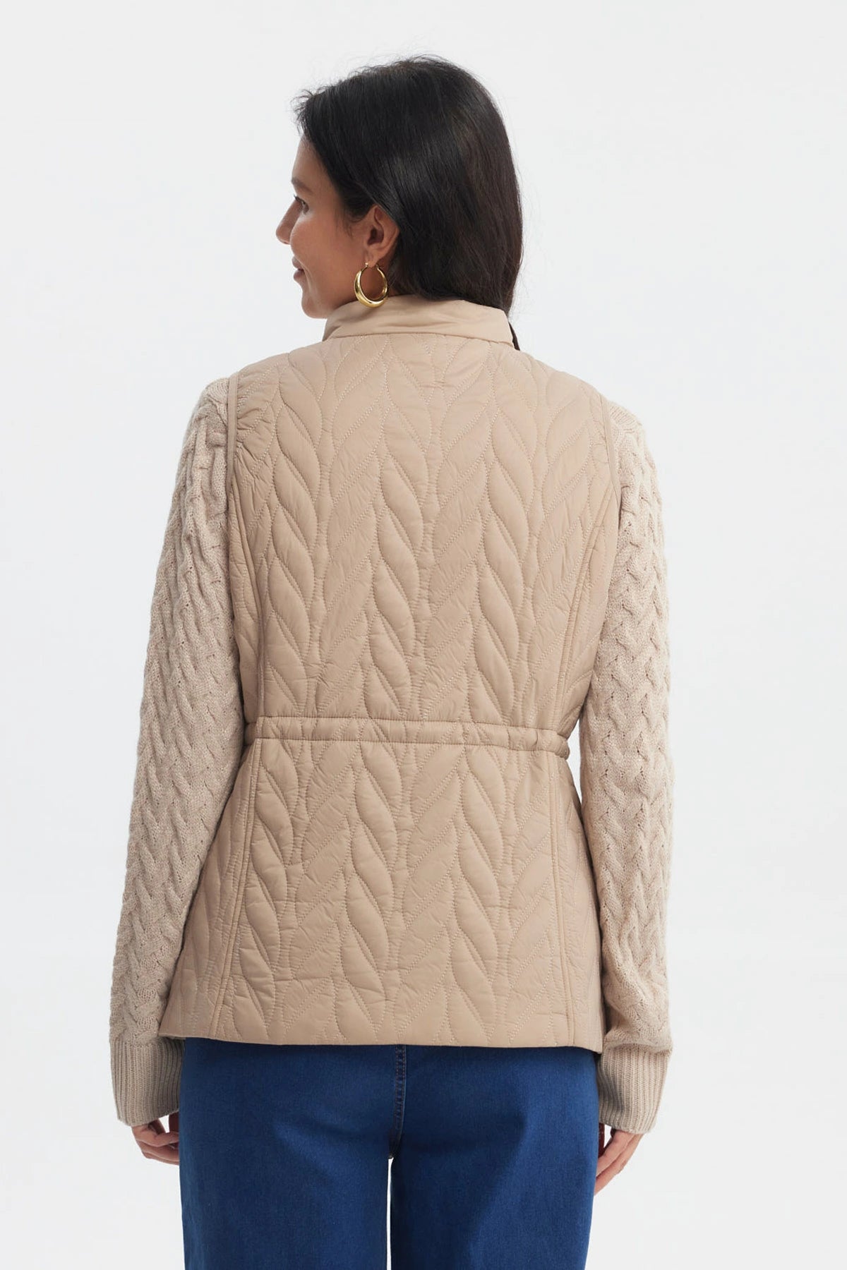 Parka Mujer Con Rombos Beige