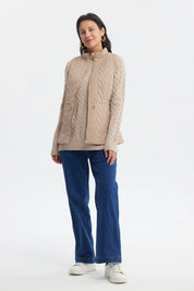 Parka Mujer Con Rombos Beige