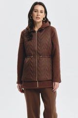 Parka Mujer Con Rombos Café Oscuro