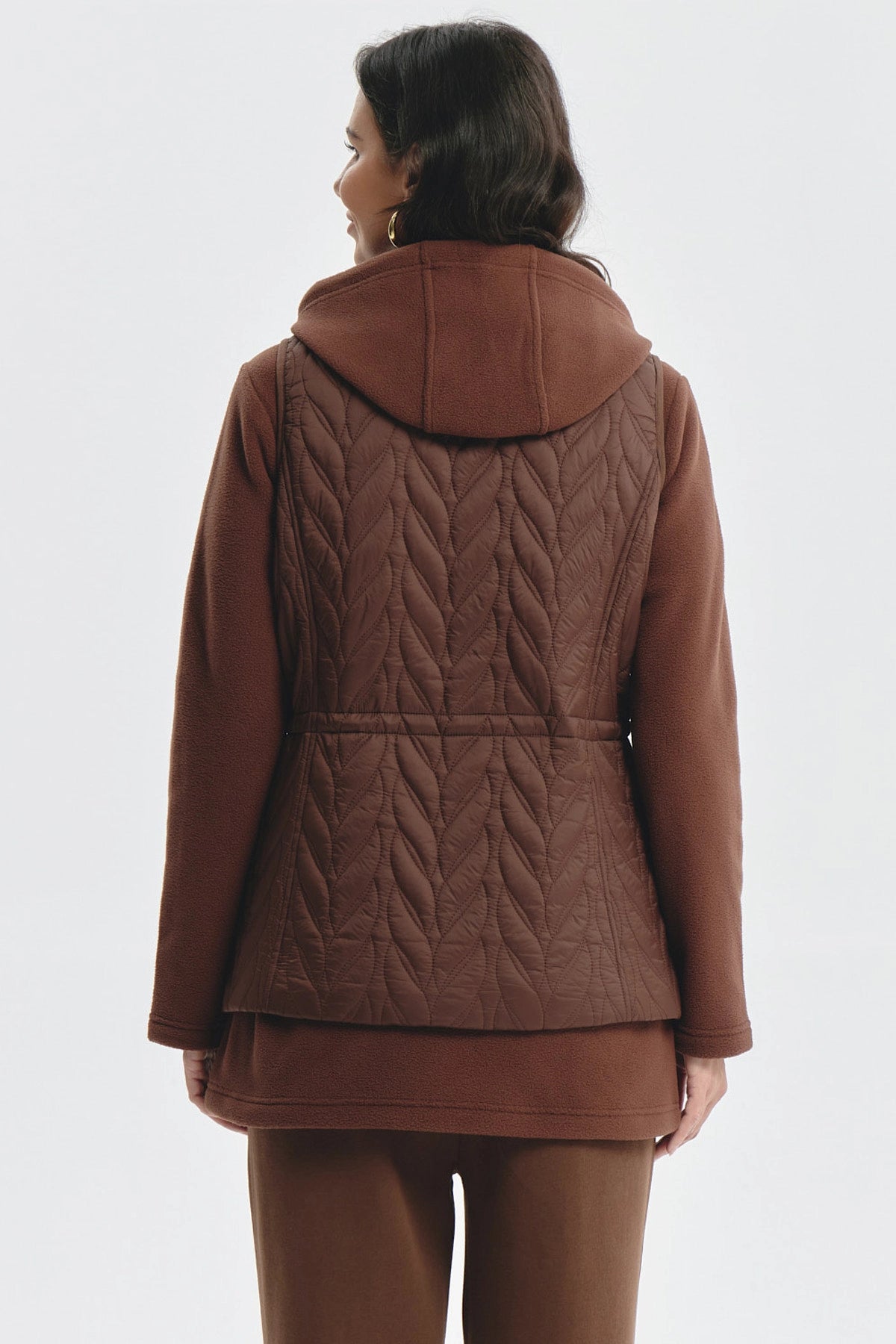 Parka Mujer Con Rombos Café Oscuro