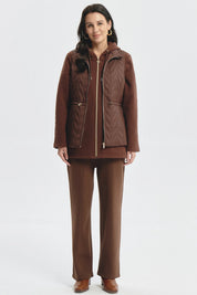 Parka Mujer Con Rombos Café Oscuro