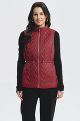 Parka Mujer Con Rombos Rojo Oscuro