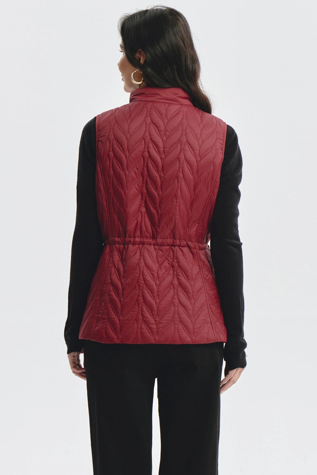 Parka Mujer Con Rombos Rojo Oscuro