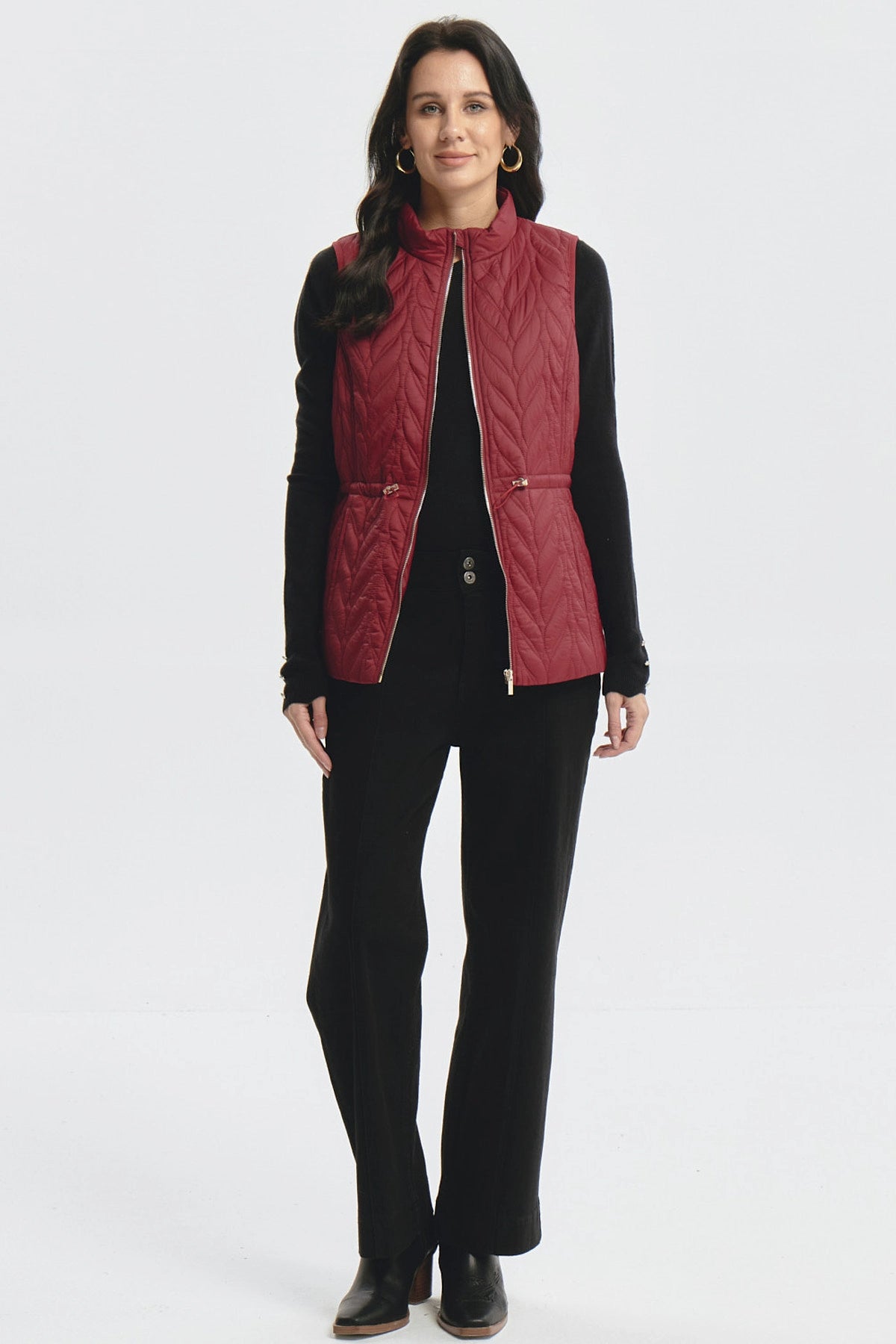 Parka Mujer Con Rombos Rojo Oscuro