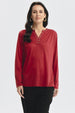 Polera Mujer Cuello Abotónado Rojo