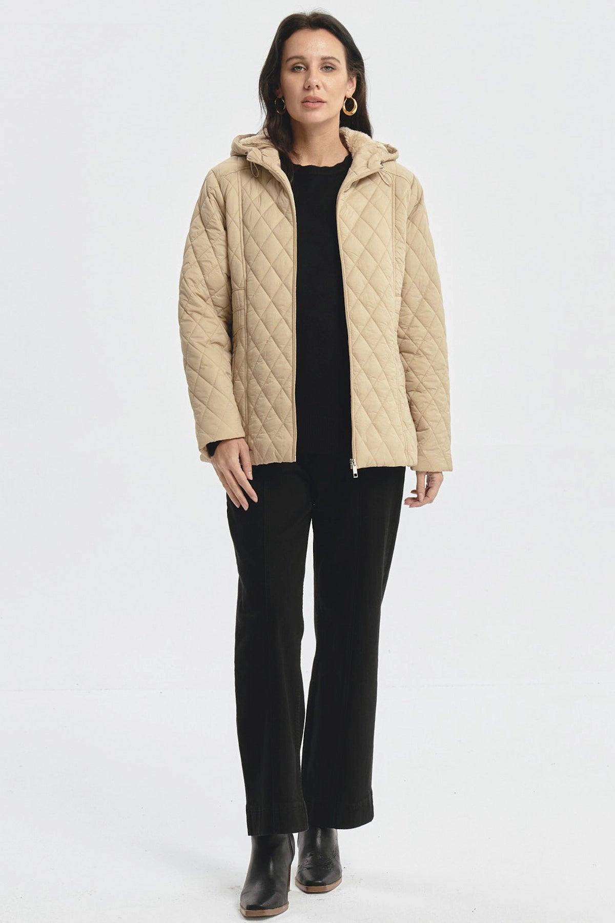 Parka Mujer Con Chiporro Beige