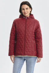 Parka Mujer Con Chiporro Rojo Oscuro