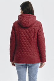 Parka Mujer Con Chiporro Rojo Oscuro