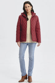 Parka Mujer Con Chiporro Rojo Oscuro