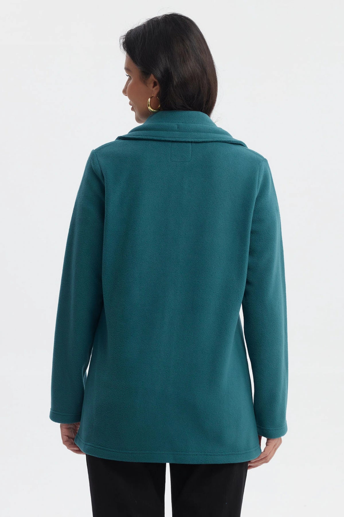 Polar mujer en color petróleo con cierre frontal y bolsillos laterales prenda lisa
