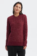Sweater rojo mujer calado con patrón tejido diseño de rombos sin estampa visible ajuste cómodo y cálido