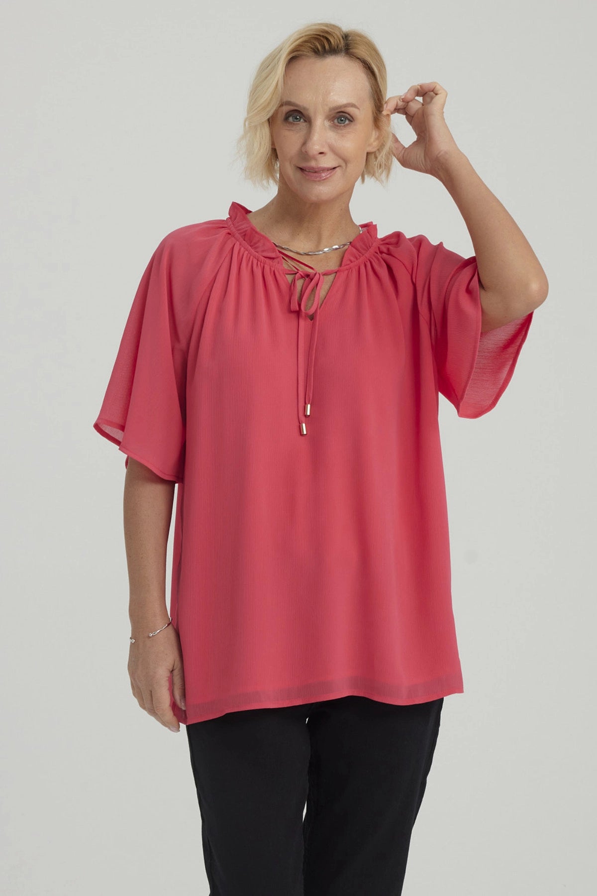 Blusa Mujer Con Cordón Fucsia