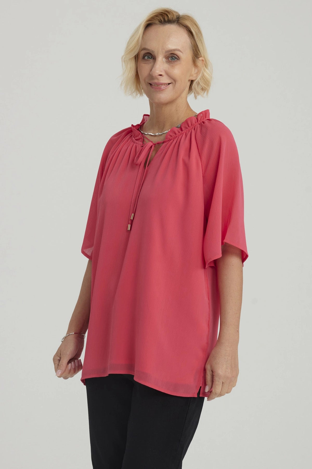 Blusa Mujer Con Cordón Fucsia