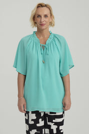 Blusa Mujer Con Cordón Turquesa