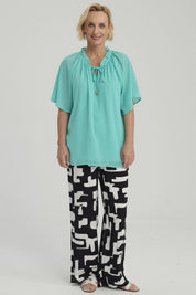 Blusa Mujer Con Cordón Turquesa