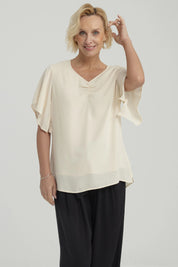 Blusa Mujer Vuelos Beige Claro
