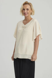Blusa Mujer Vuelos Beige Claro