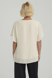 Blusa Mujer Vuelos Beige Claro