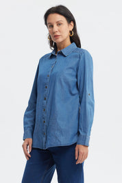 Blusa Mujer Mezclilla Azul