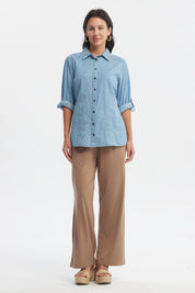 Blusa Mujer Mezclilla Azul Claro