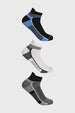 Calcetas deportivas hombre tripack gris con diseño moderno y detalles en azul y negro