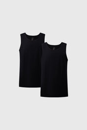Camiseta sin mangas negra lisa para hombre con corte recto y cuello redondo ideal para días cálidos y casuales