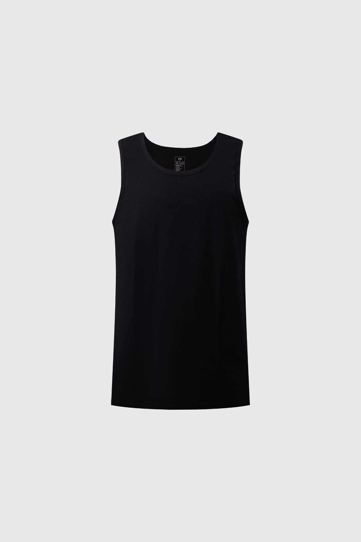 Camiseta sin mangas negra lisa para hombre con corte recto y cuello redondo ideal para días cálidos y casuales