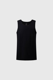 Camiseta sin mangas negra lisa para hombre con corte recto y cuello redondo ideal para días cálidos y casuales