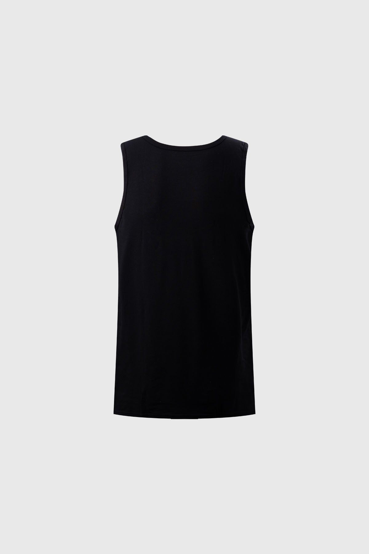 Camiseta sin mangas negra lisa para hombre con corte recto y cuello redondo ideal para días cálidos y casuales
