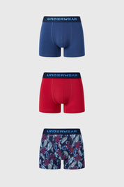 Boxer Hombre Tripack Liso Rojo