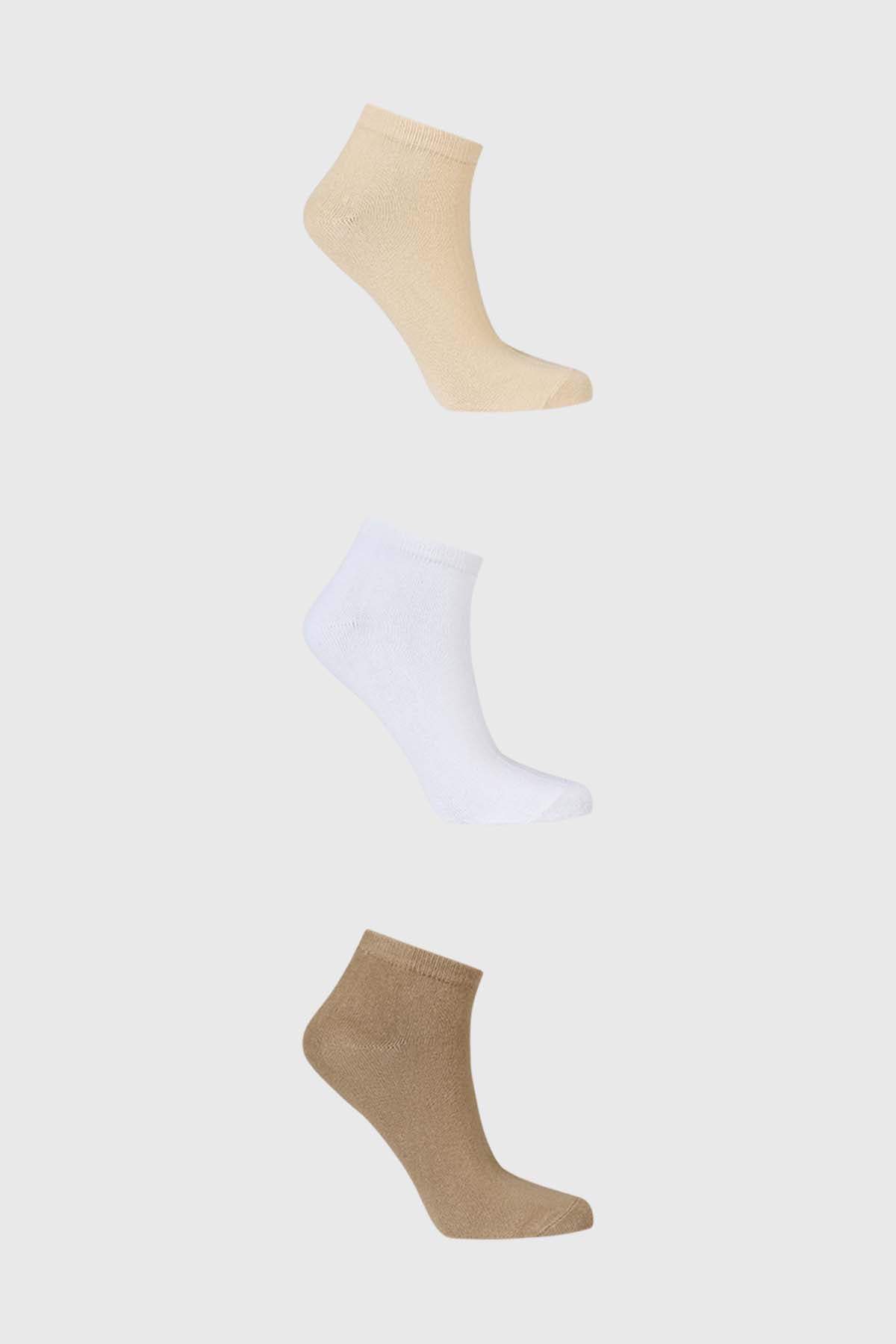 Calceta Deportiva Mujer Tripack Beige