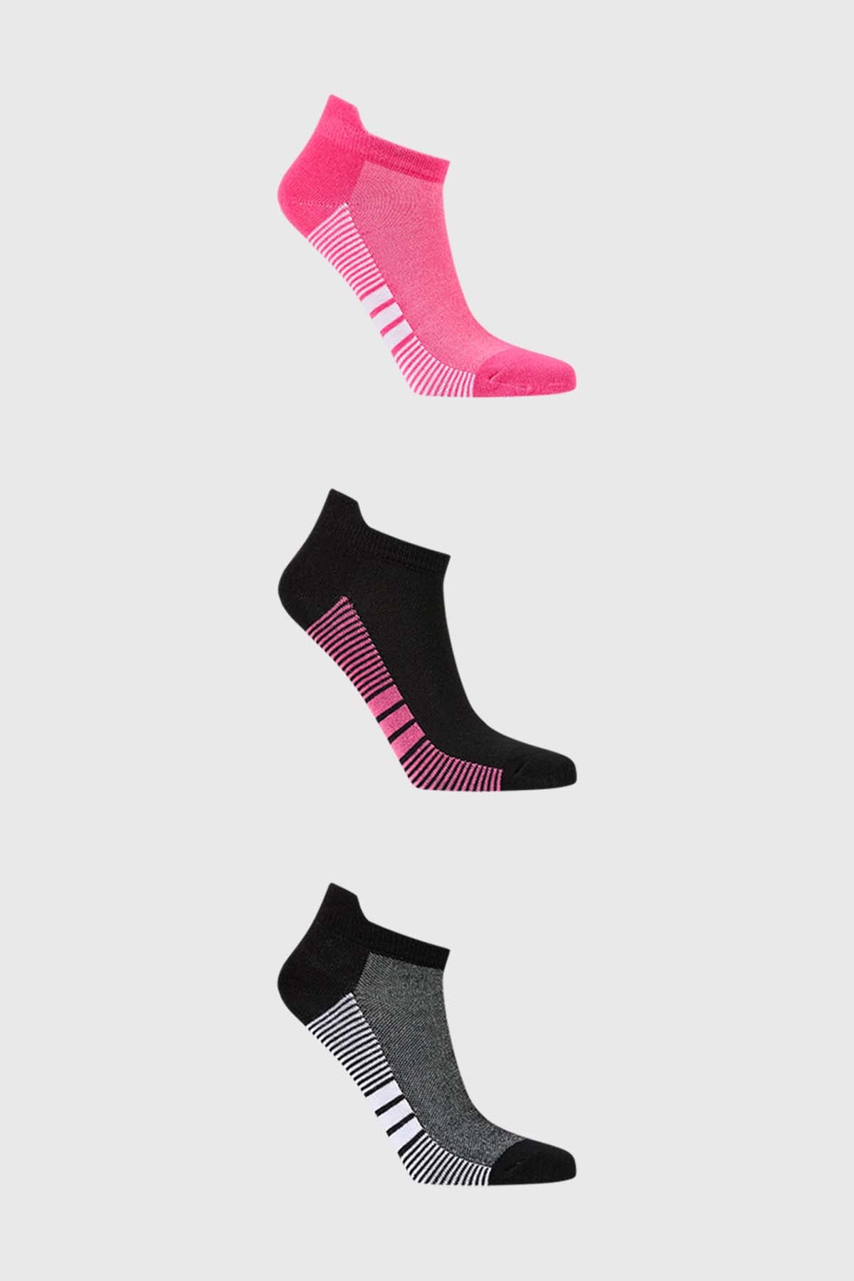 Calceta deportiva mujer tripack rosado