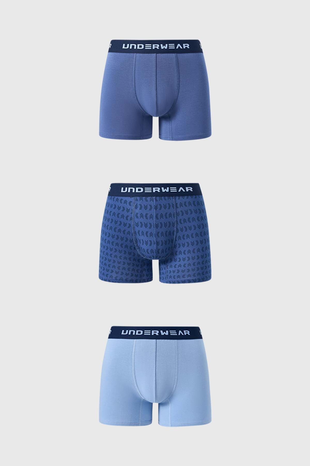 Boxer Hombre Tripack Liso Azul