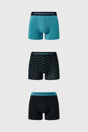 Boxer Hombre Tripack Liso Turquesa
